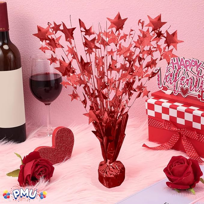 PMU 3 Pack Bursting Star Metallic Foil Spray Centerpiece- Red Prismatic Balloon - Image 4
