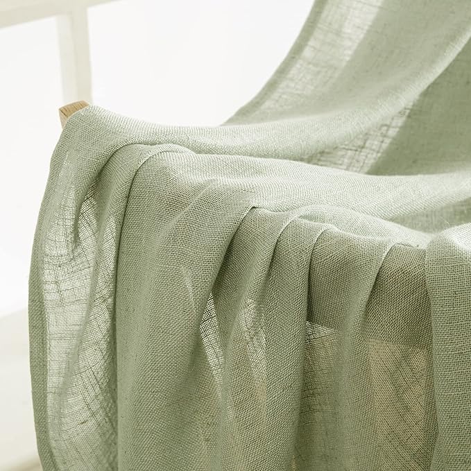 MIULEE Sage Green Linen Curtains 52x96 Inch Long - Image 6