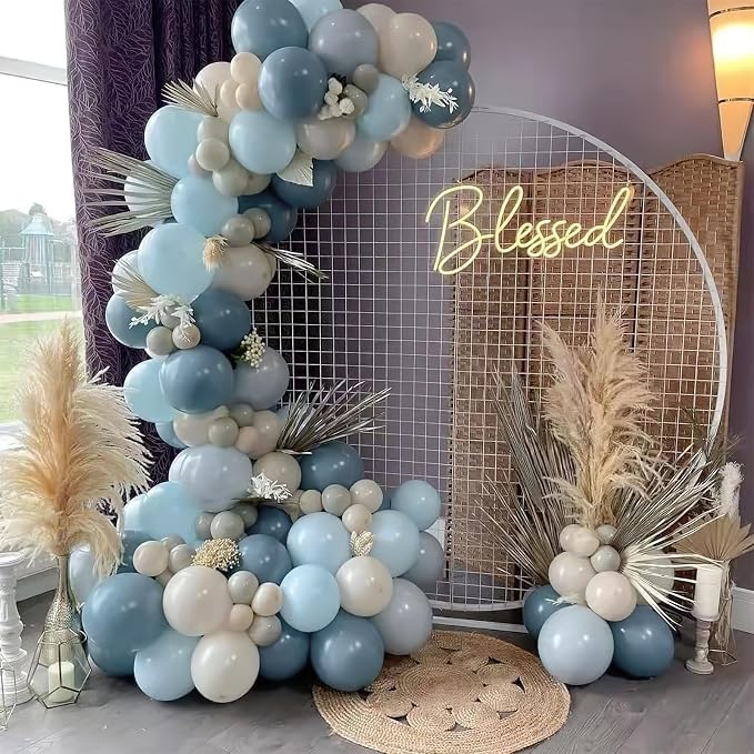 PartyWoo Dusty Blue Balloons 101pcs Light Blue Aqua Boho Color | Balloons - Image 6