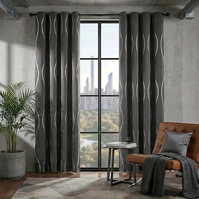 NICETOWN Grey Extra Long Blackout Curtains 120 inches Long 2 Panels Set by NICETOWN