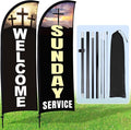 Buryeah 2 Sets Welcome Feather Flag Sign Kit 8 ft Welcome Banners Swooper Flag by Buryeah