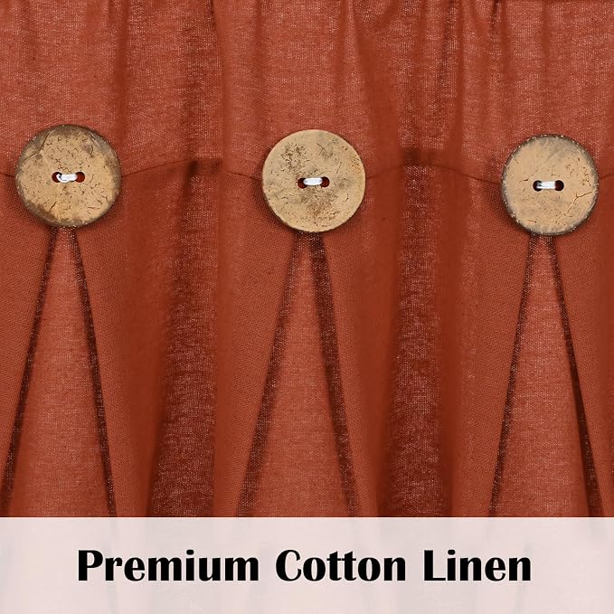 Farmhouse Valance Curtains, Boho Cotton Linen Kitchen Valance, Rod Pocket - Image 3