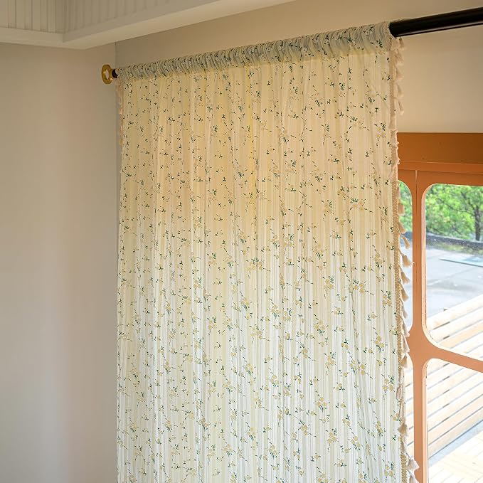 ENJOYBRIDAL Daisy 84 Inch Curtains 2 Panel Sets Semi Sheer Drapes Crochet Lace - Image 2