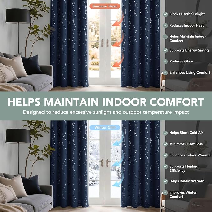 Deconovo 100% Blackout Living Room Curtains 95 Inches Long, Thermal Insulated - Image 7