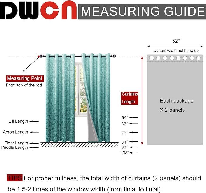 DWCN Teal Blackout Curtains for Bedroom 96 Inch Long - Image 8
