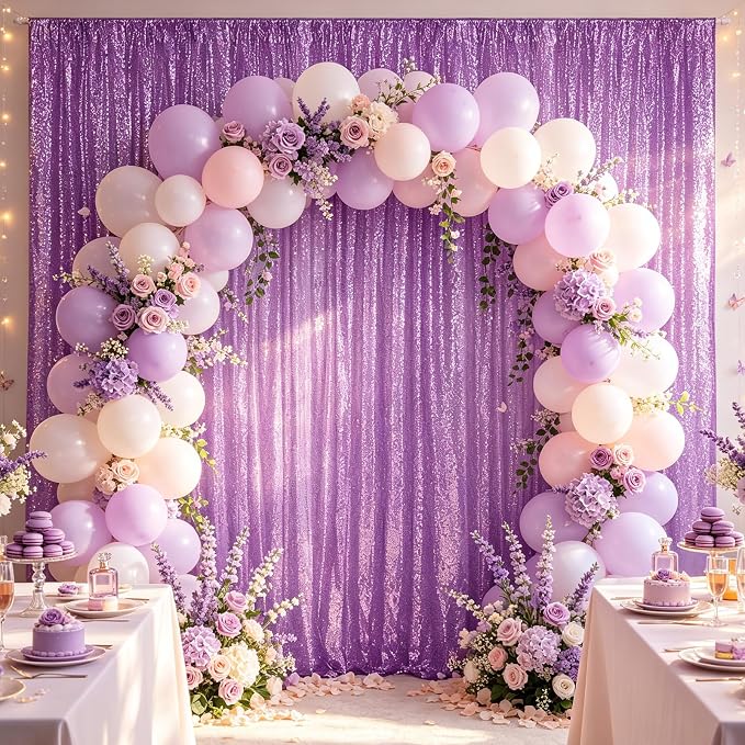 Hahuho Lavender Sequin Backdrop Curtain, Party Decoration（1 Panels, 4FT x 8FT - Image 7