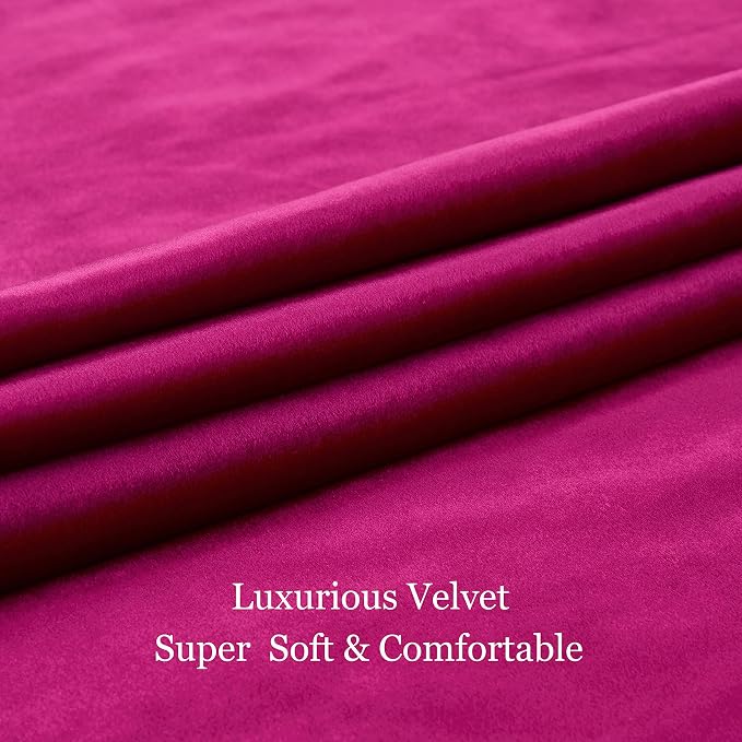 BULBUL Living Room Velvet Window Curtains 108 inch Length- 2 Panels Hot Pink - Image 7