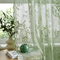 Light Green Lace Curtains 72 Inch Length Country Rustic Floral Sheer Curtains by SEEKRIGHTHomeDecor