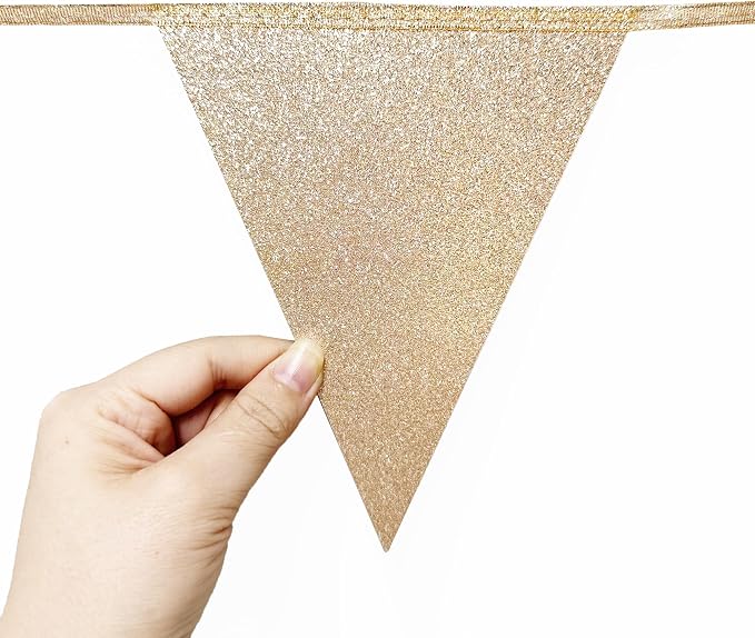 Champagne Gold Dusty Blue Sage Green Pennant Banner Flag Olive Green Blue - Image 6