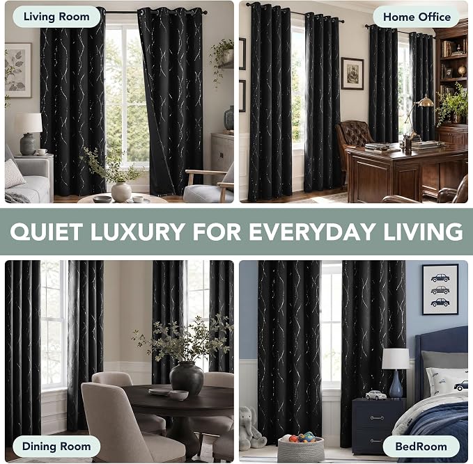 Deconovo 100% Blackout Living Room Curtains 63 Inches Long, Thermal Insulated - Image 7
