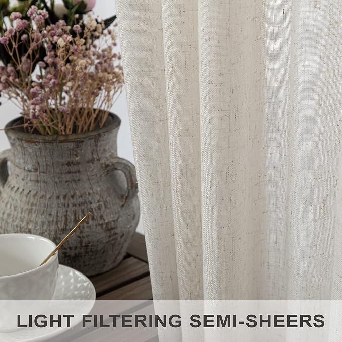 Ptialk Cream Linen Curtains 80 Inch Length - Image 4