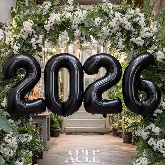 AULE 40 Inch Black Number Balloon 6 Foil 0-9 Birthday Big Numbers | Birthday - Image 4