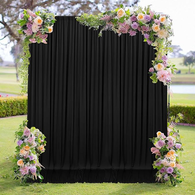 Black Backdrop Curtains for Parties - 10ft x 8ft Party Photo Background Curtain by MEETSKY