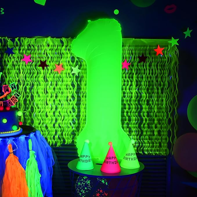 Mega-L Glow in The Dark Party Supplies, 40 Inch Yellow Number 3 Balloon | Glow - Image 4