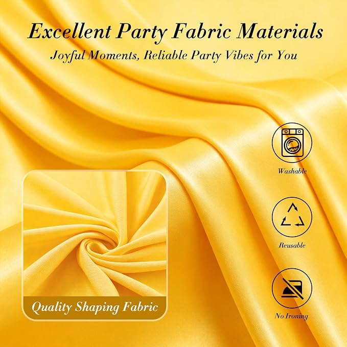 10 ft x 10 ft Wrinkle Free Yellow Backdrop Curtain - Image 6
