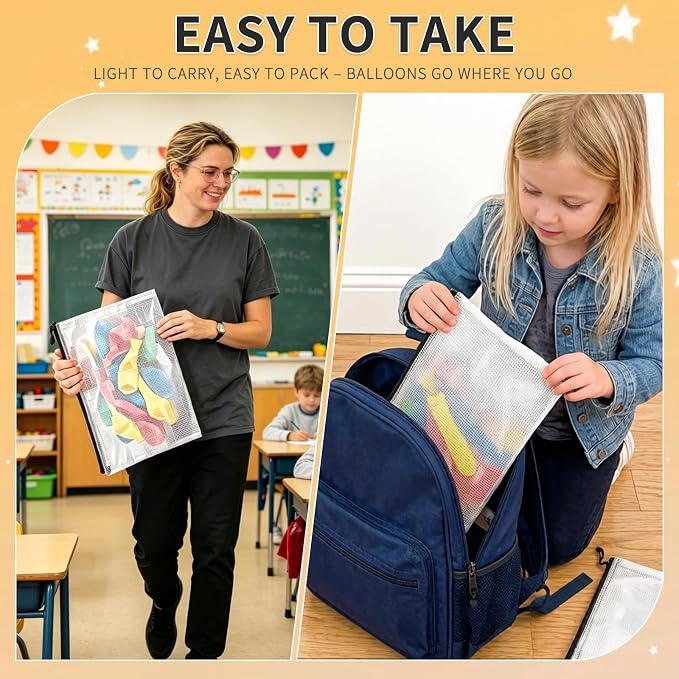 10 Packs Balloon Organizer Storage, Mesh Zipper Pouches, A4 13.39" × 9.45" - Image 4