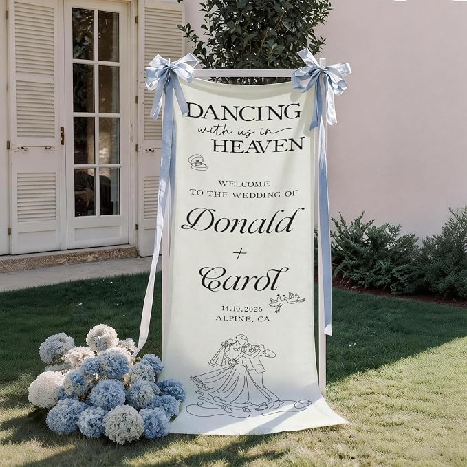 Mapileng Personalized Wedding Cotton Linen Wall Tapestry, Custom Couple Names & by Mapileng%E2%84%A2