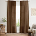 Tobacco Brown Linen Curtains 84 Inches Long by Nanspring
