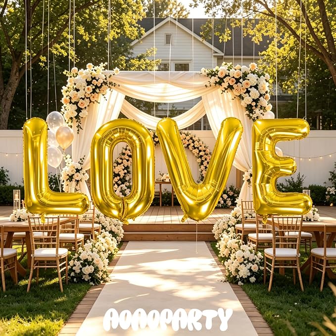 Letter Balloons Gold 40 Inch V Large Giant Big Foil Mylar Balloon | - Image 5