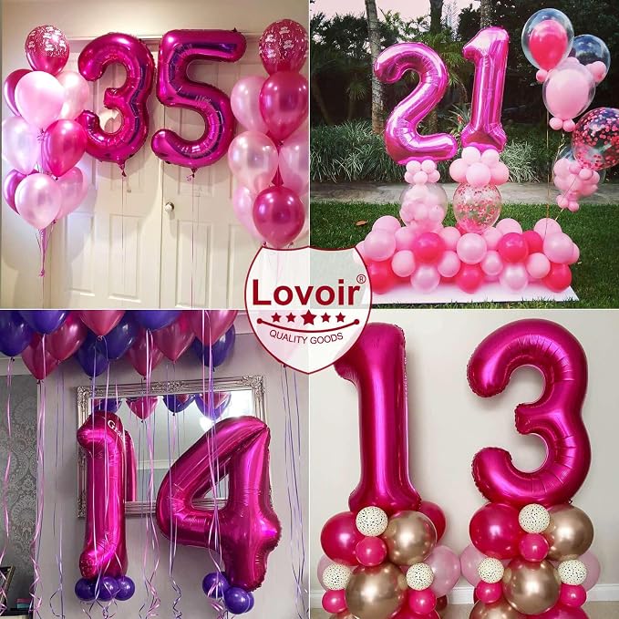 Hot Pink 35 Number Balloons, 40 Inch Giant Number 35 Balloons Foil Mylar Helium - Image 7