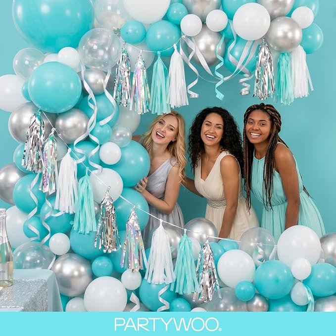 PartyWoo Teal Balloons 127pcs Turquoise Dark Teal Color 5 Inch | Balloons - Image 5