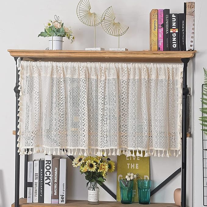 Sutuo Home Boho Sheer Curtain Valance Tier Crochet Lace by SutuoHome