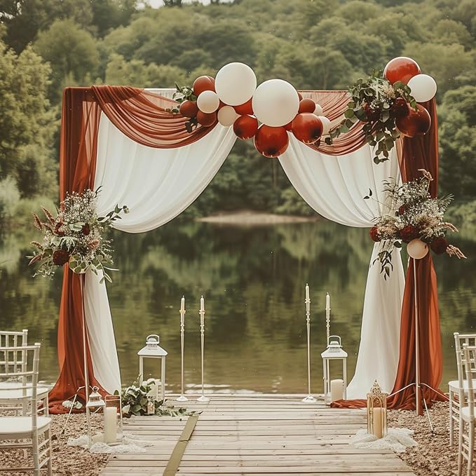 Wedding Arch Draping Fabric Backdrop Drapes 28.7"x 20FT, Terracotta | Sheer - Image 6