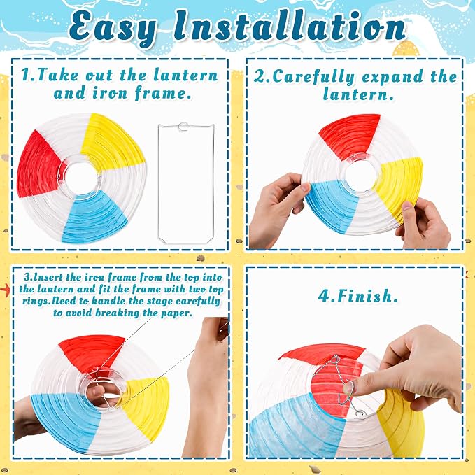 ‎Renbuzhu 45PCS Pool Party Decorations Beach Ball Paper Lanterns Bulk - Image 7