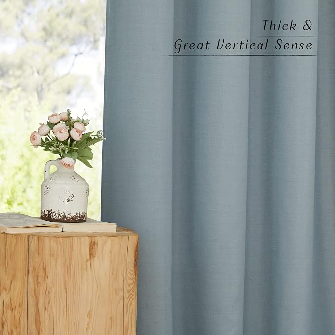 NICETOWN Stone Blue Linen Doorway Curtains 80 inches Long, Grommet Thick Linen - Image 7