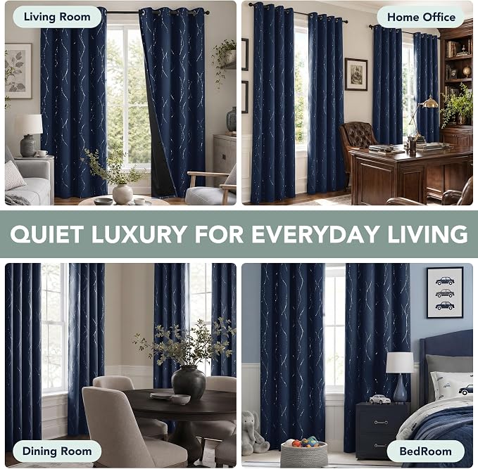 Deconovo 100% Blackout Living Room Curtains 95 Inches Long, Thermal Insulated - Image 6