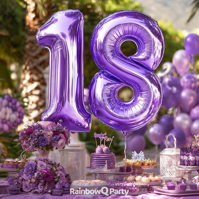 RainbowQ Purple 18 Balloon Number 40 Inch 0-40 Foil Large Balloons | Big Mylar - Image 3