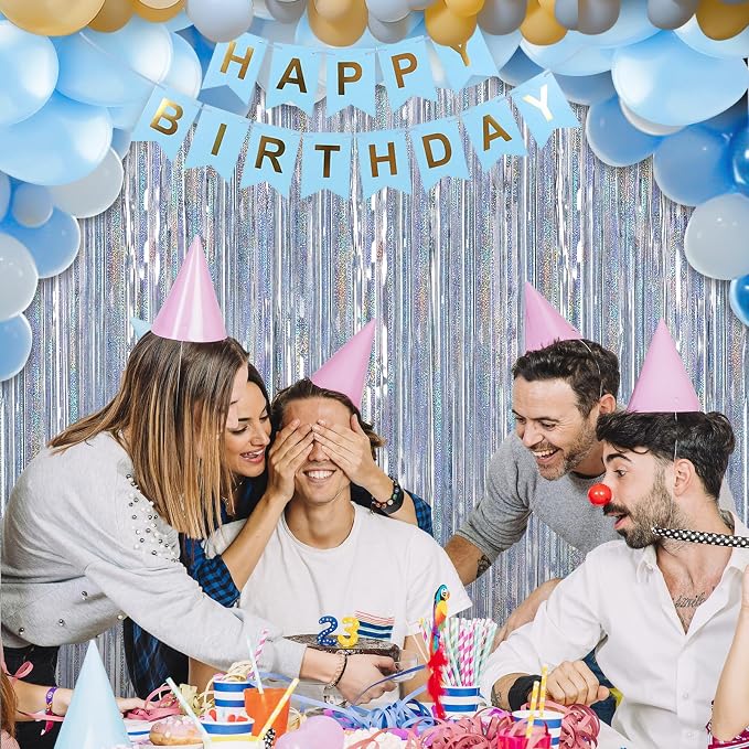 7 Pack 3.3 x 9.9 ft Holographic Silver Tinsel Streamers Party Decorations | - Image 5
