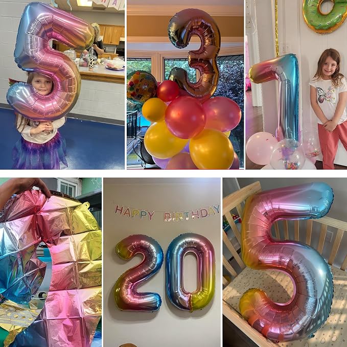 40 Inch Number Balloons 0-9 Rainbow Gradient Large Number 7 Balloons, Digital - Image 7