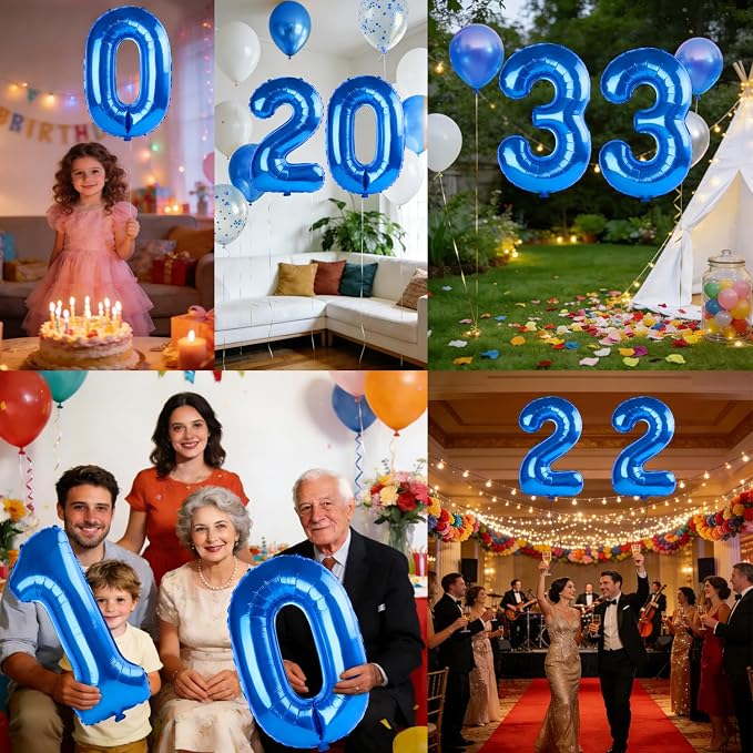 40 Inch Number 33 Balloons for 33rd Birthday Party Decorations, 0-100 Dark Blue - Image 7