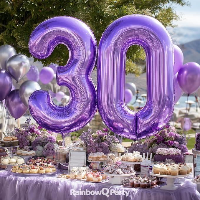 RainbowQ Purple 19 Balloon Number 40 Inch 0-40 Foil Large Balloons | Big Mylar - Image 5