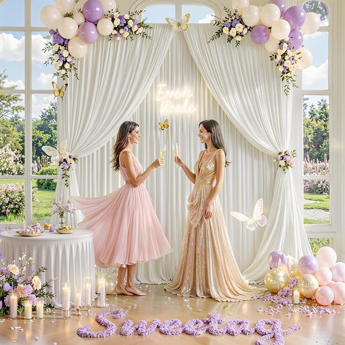 30 ft x 8 ft Ivory Backdrop Curtain Panels, 6 Panels 5 ft x 8 ft Wrinkle Free - Image 7