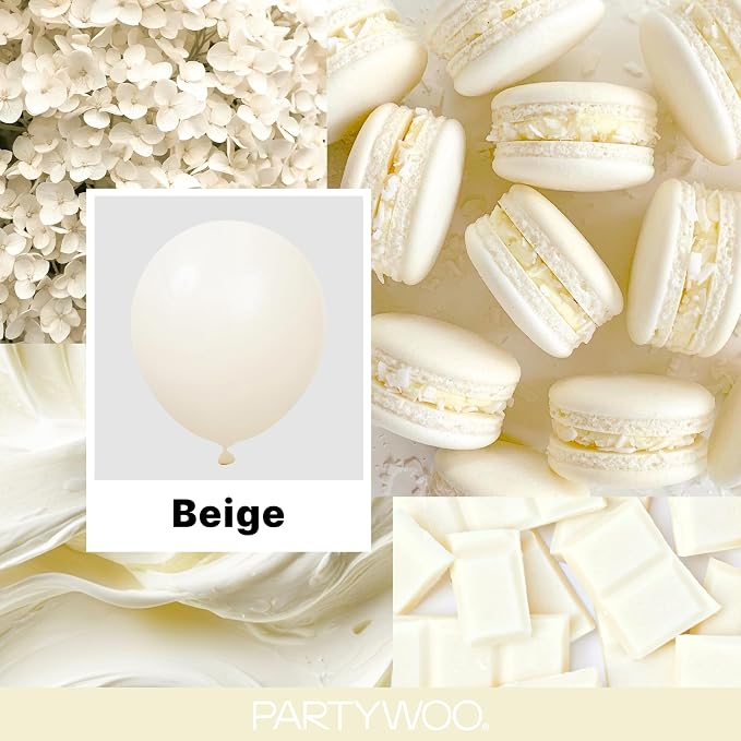 PartyWoo Beige Balloons 127pcs Different Sizes of 36 18 12 10 5 Inch Cream - Image 2