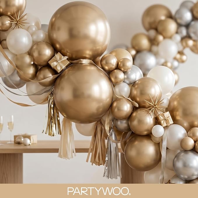 PartyWoo Metallic Gold Balloons 120pcs Chrome Gold Color 18 12 10 5 Inch | 18 - Image 8