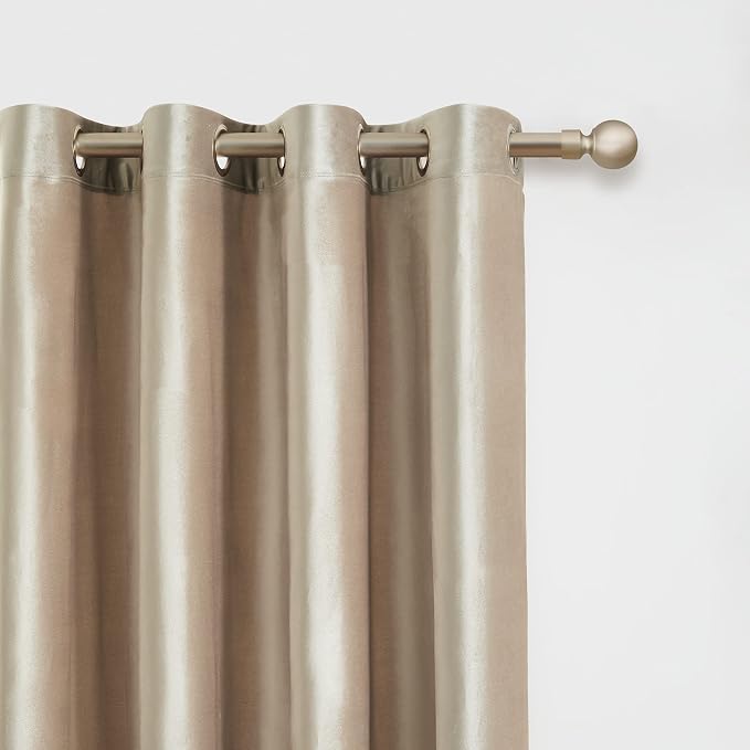BULBUL Velvet Champagne Grommet Blackout Curtains 63 inch - Image 2