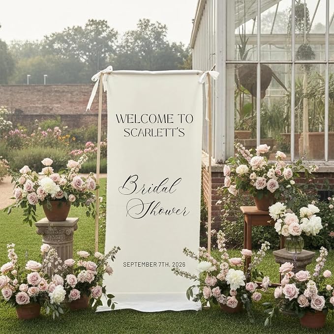 Personalized Linen Wedding Welcome Sign - Image 5
