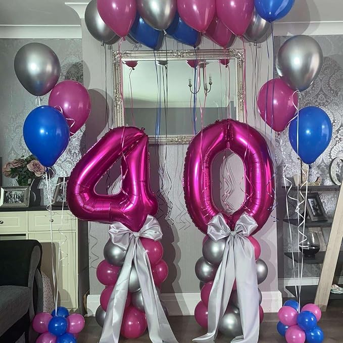 Hot Pink 35 Number Balloons, 40 Inch Giant Number 35 Balloons Foil Mylar Helium - Image 3