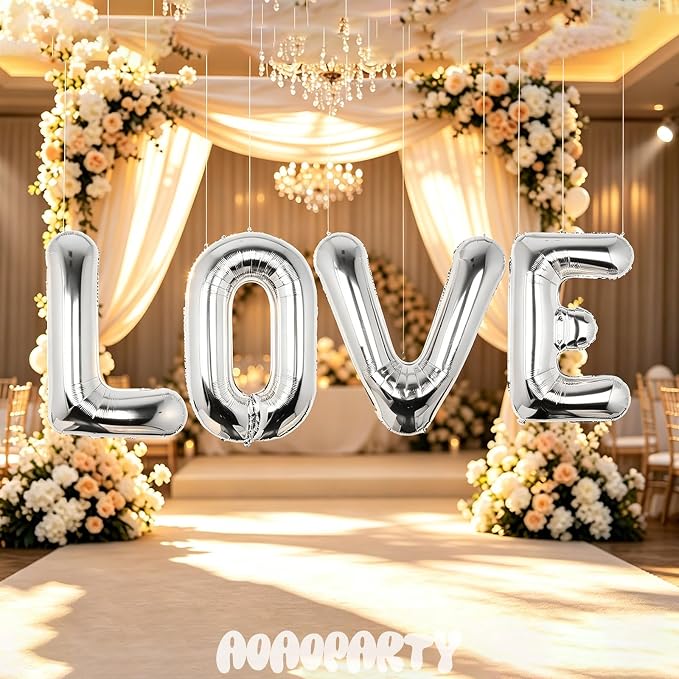 Letter Balloons Silver 40 Inch E Large Big Foil Mylar Balloon | - Image 5