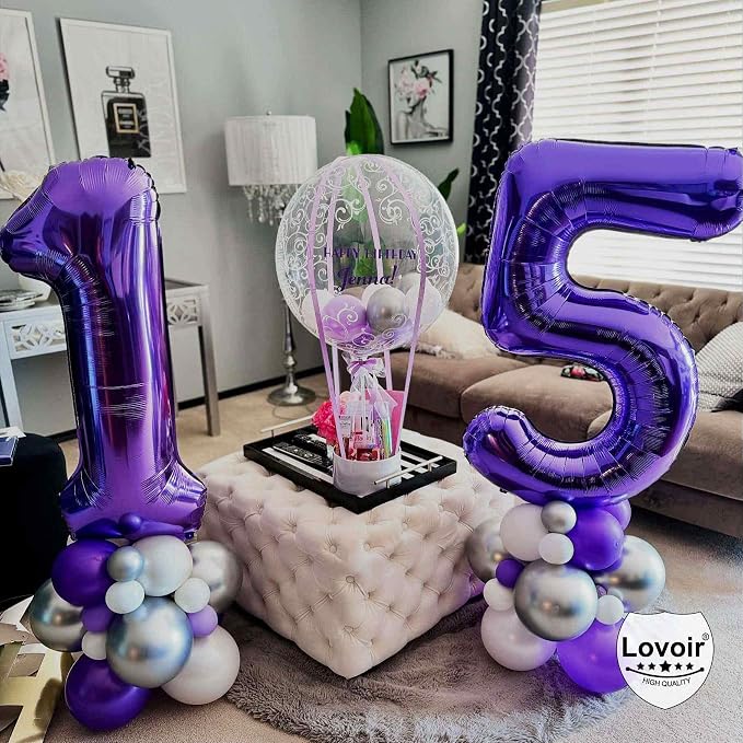 Purple 11 Number Balloons, 40 Inch Giant Number 11 Balloons Foil Mylar Helium - Image 3