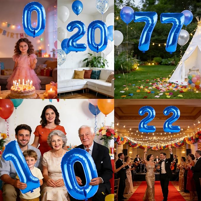 40 Inch Number 77 Balloons for 77th Birthday Party Decorations, 0-100 Dark Blue - Image 7