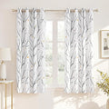 NICETOWN White Curtains with Grey Twist Branches & Flowerrain Pattern, W52 x L63 by NICETOWN