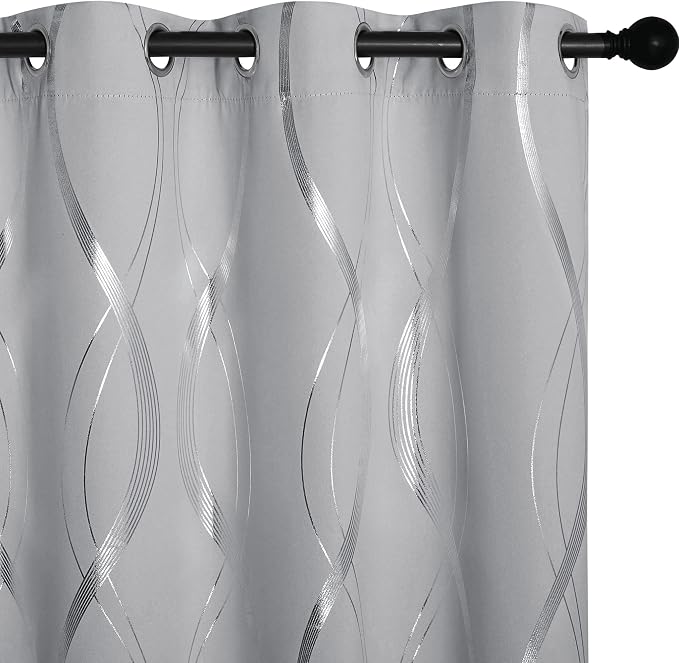 NICETOWN Silver Grey Short Blackout Curtain Panels 54 inch Long - Image 2