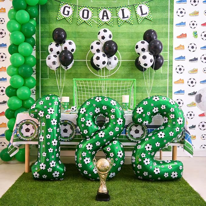 40 Inch Soccer Number 3 Balloons Large Foil Balloon Number 3 Birthday Deco | - Image 5