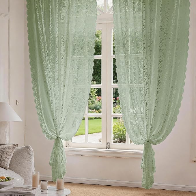 Anmao Vintage Lace Sheer Curtains 54 Inches Long - Image 7