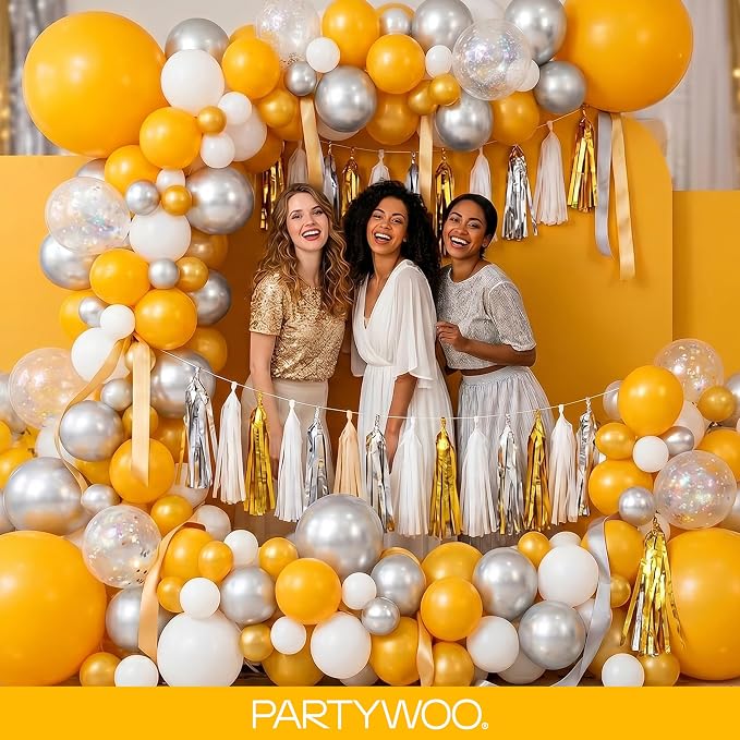 PartyWoo Yellow Mustard Yellow Balloons 155pcs Different Sizes | 18 12 10 5 - Image 5