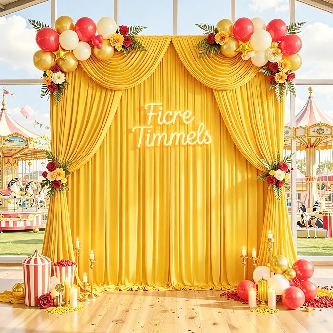 10 ft x 10 ft Wrinkle Free Yellow Backdrop Curtain - Image 8